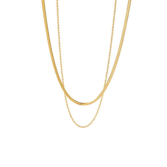 Fashion Geometric Stainless Steel Layered Necklaces Gold Plated Stainless Steel Necklaces