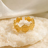 Fashion Geometric Stainless Steel Opening Adjustable Ring For Women With 18K Real Gold Electroplating