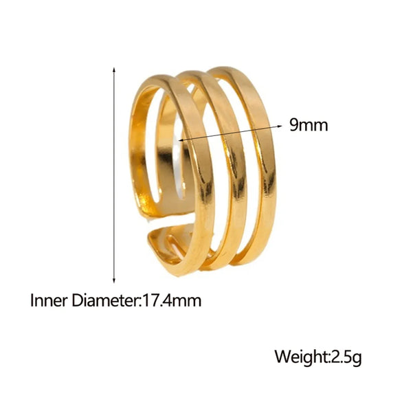 Fashion Geometric Stainless Steel Plating Open Ring