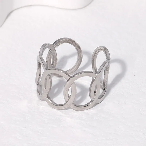 Fashion Geometric Stainless Steel Plating Open Ring