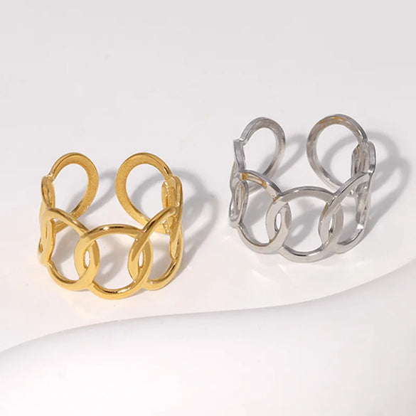 Fashion Geometric Stainless Steel Plating Open Ring