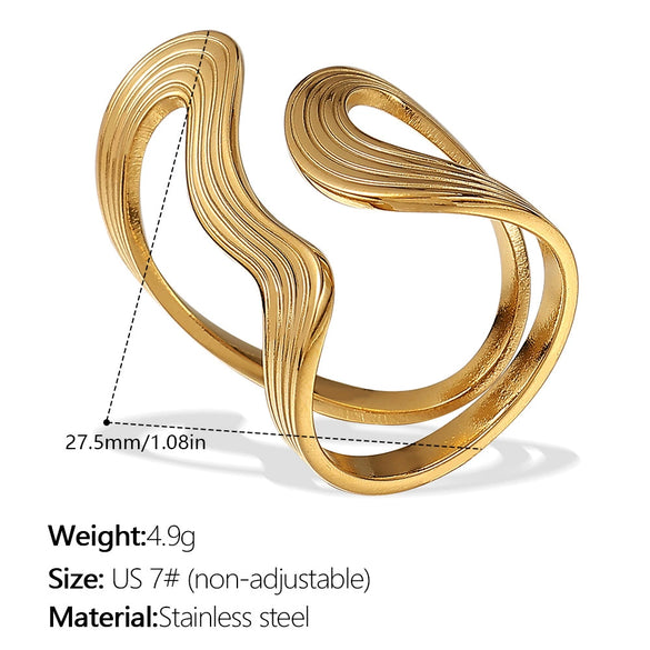 Fashion Geometric 316L Stainless Steel Ring With 18K Gold Plating And Niche Design