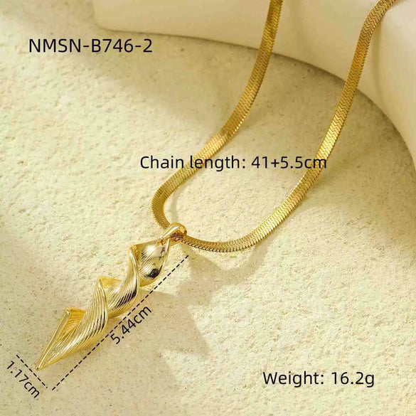 Fashion Geometric Stainless Steel Twisted Winding Snake Bone Chain Necklace With Electroplating Treatment