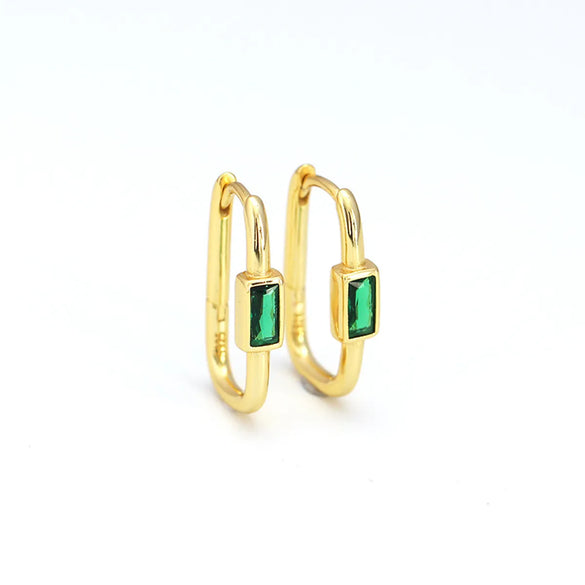 Fashion Geometric Sterling Silver Inlay Zircon Earrings 1 Pair