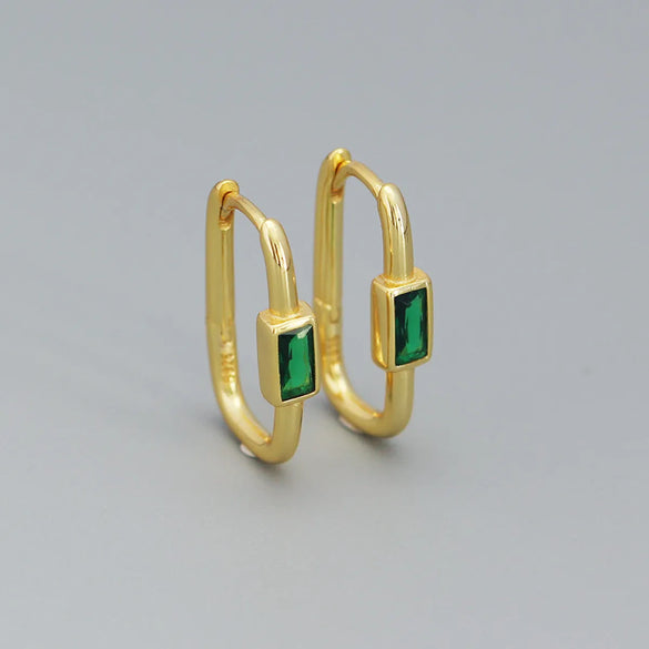 Fashion Geometric Sterling Silver Inlay Zircon Earrings 1 Pair