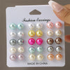 Fashion Geometric Stud Earrings Pearl Electroplated Minimalist Style Unisex Metal