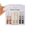 Fashion Geometric Stud Earrings Pearl Electroplated Minimalist Style Unisex Metal