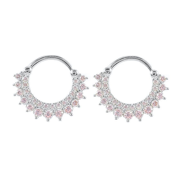 Fashion Geometric Sunflower Earrings With Zircon Silver Needle And Electroplated Copper For Couples