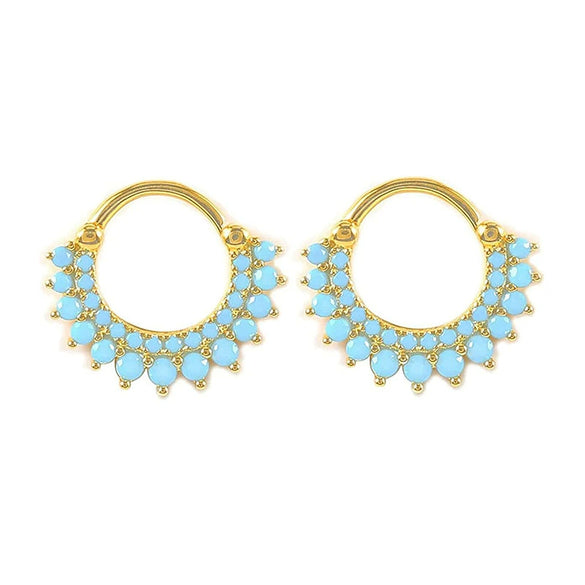 Fashion Geometric Sunflower Earrings With Zircon Silver Needle And Electroplated Copper For Couples