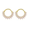 Fashion Geometric Sunflower Earrings With Zircon Silver Needle And Electroplated Copper For Couples
