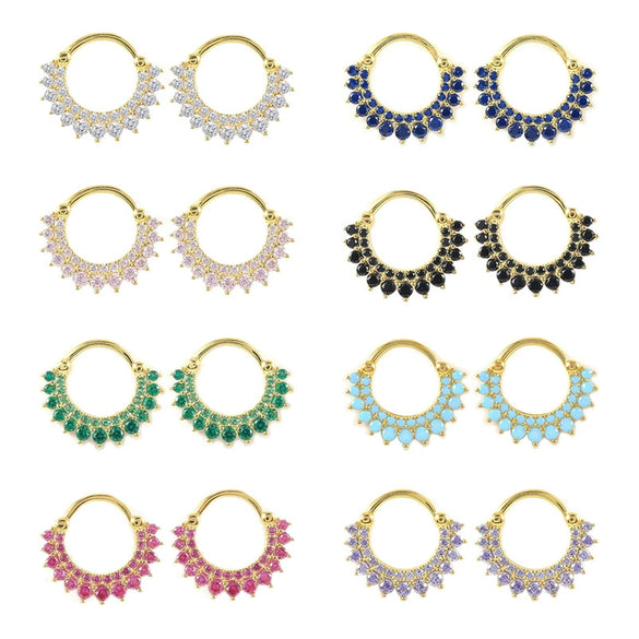 Fashion Geometric Sunflower Earrings With Zircon Silver Needle And Electroplated Copper For Couples