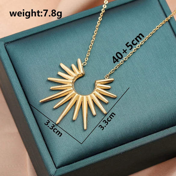 Fashion Geometric Sunflower Titanium Steel Clavicle Chain Women's Necklace Jewelry
