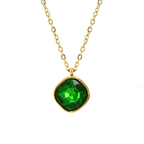 Fashion Geometric Titanium Steel And Stainless Steel Necklace For Women With Irregular Zircon Pendant And Electroplating Design