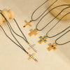 Fashion Geometric Titanium Steel And Stainless Steel Necklace With 18K Gold Plated And Zircon Inlaid For Women