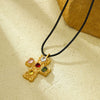 Fashion Geometric Titanium Steel And Stainless Steel Necklace With 18K Gold Plated And Zircon Inlaid For Women