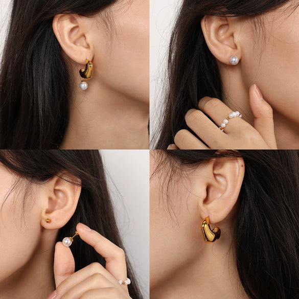 Fashion Geometric 316L Stainless Steel Earrings For Ladies One Ornament Multiwear Highend And Simple Irregular With Electroplating