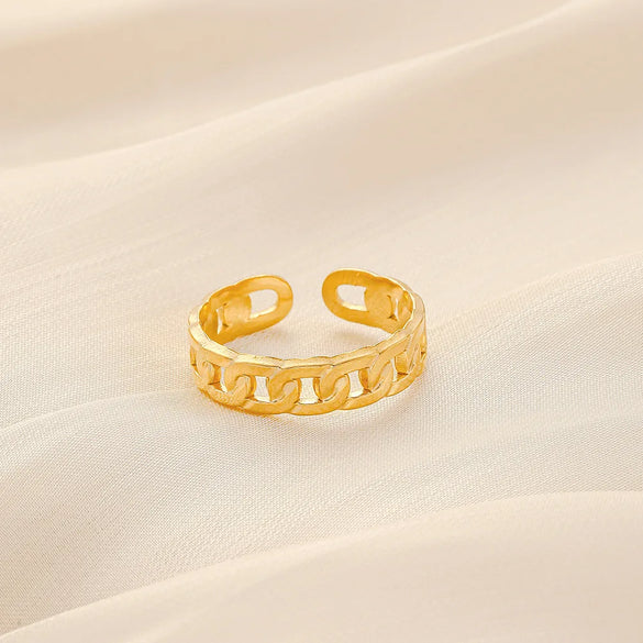 Wholesale Jewelry Fashion Geometric Titanium Steel 18K Gold Plated Plating Open Ring