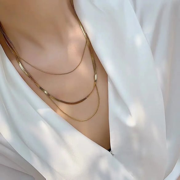 Fashion Geometric Stainless Steel Tassel Plating Necklace