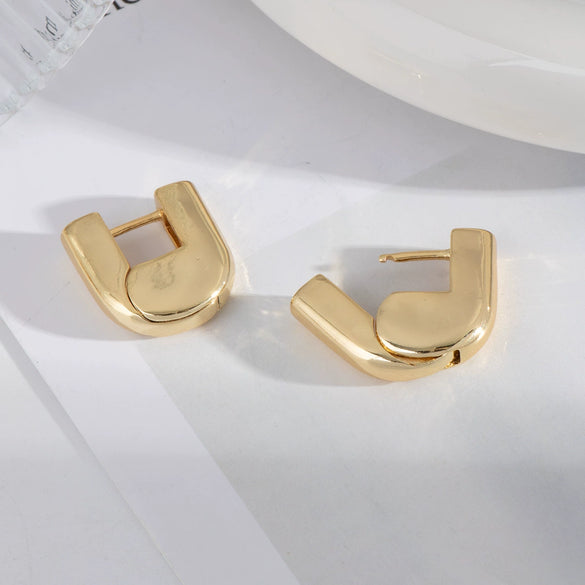 Fashion Geometric U Shaped Titanium Steel Earrings For Women With Pvd Furnace Vacuum Real Gold Plating