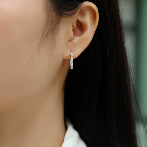 Fashion Geometric Ushaped Women's S925 Silver Moissanite Inlaid Earrings