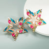 Fashion Geometric Water Drop Alloy Earrings With Acrylic Diamond Detail For Women Statement Dangle Jewelry