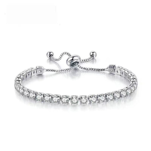 Fashion Geometric Zircon Inlaid Copper Bracelet Pullout Adjustable Length Combination Set Tennis Chain