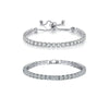 Fashion Geometric Zircon Inlaid Copper Bracelet Pullout Adjustable Length Combination Set Tennis Chain