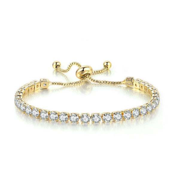 Fashion Geometric Zircon Inlaid Copper Bracelet Pullout Adjustable Length Combination Set Tennis Chain