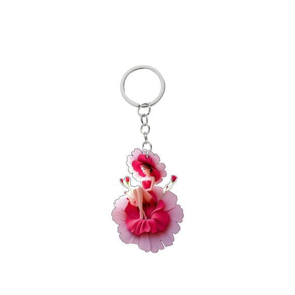 Fashion Girl Keychain Acrylic 2D Flat Modern Art Design