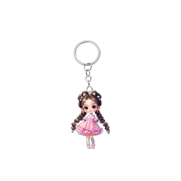 Fashion Girl Keychain Acrylic 2D Flat Modern Art Design