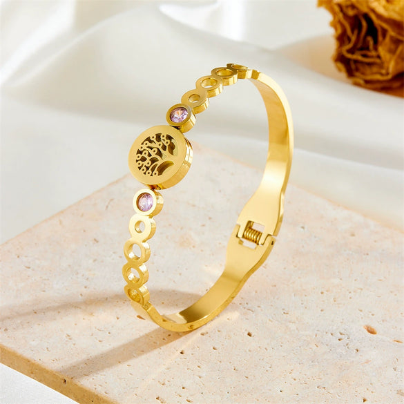 Fashion Girls Women's Titanium Steel Animals Style Diamond Inlay Bracelet
