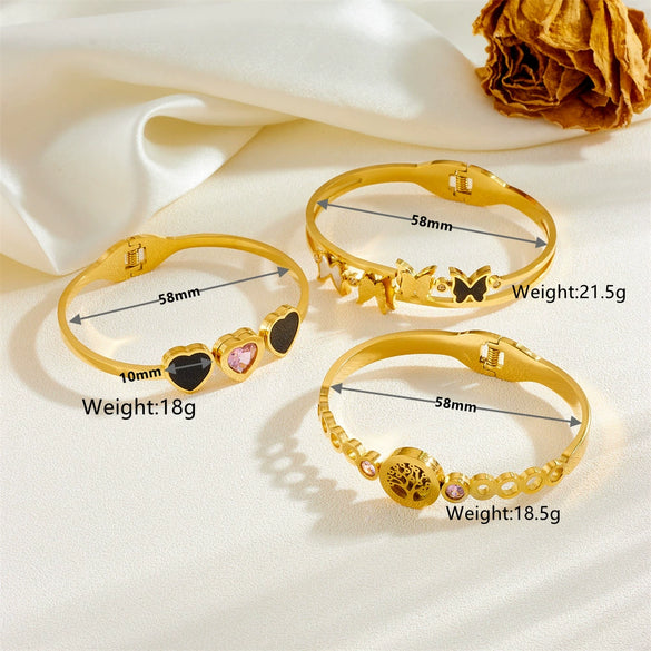 Fashion Girls Women's Titanium Steel Animals Style Diamond Inlay Bracelet
