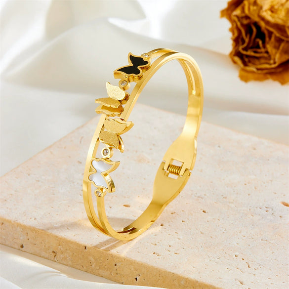 Fashion Girls Women's Titanium Steel Animals Style Diamond Inlay Bracelet
