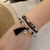 Fashion Glass Rice Bead Daisy Handmade Combination Bracelet For Women
