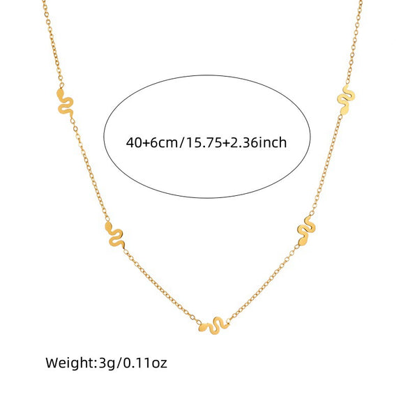 Fashion Glossy Goldplated Stainless Steel Snake Accessories Pendant Chain Necklace Earrings Set