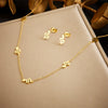 Fashion Glossy Goldplated Stainless Steel Snake Accessories Pendant Chain Necklace Earrings Set