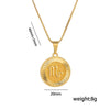 Fashion Glossy Pendant Necklace With Twelve Constellation Symbol Letter Graphic In Titanium Steel With Electroplating Treatment