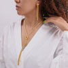 Fashion Gold Knotted Tassel Snake Chain Long Necklace Earrings Set Titanium Steel Electroplated