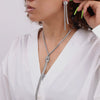Fashion Gold Knotted Tassel Snake Chain Long Necklace Earrings Set Titanium Steel Electroplated