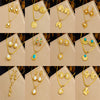 Fashion Gold Plated Retro Love Fanshaped Stainless Steel Pendant Earrings Necklace Suit With Snake Bone Chain And Love Water Drops Bells Pattern