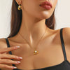 Fashion Gold Plated Retro Love Fanshaped Stainless Steel Pendant Earrings Necklace Suit With Snake Bone Chain And Love Water Drops Bells Pattern