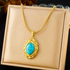 Fashion Gold Plated Retro Love Fanshaped Stainless Steel Pendant Earrings Necklace Suit With Snake Bone Chain And Love Water Drops Bells Pattern