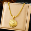 Fashion Gold Plated Retro Love Fanshaped Stainless Steel Pendant Earrings Necklace Suit With Snake Bone Chain And Love Water Drops Bells Pattern