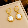 Fashion Gold Plated Retro Love Fanshaped Stainless Steel Pendant Earrings Necklace Suit With Snake Bone Chain And Love Water Drops Bells Pattern