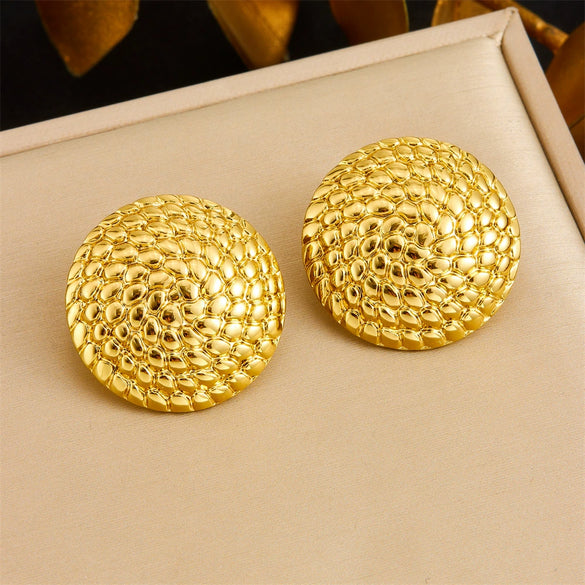 Fashion Gold Plated Retro Love Fanshaped Stainless Steel Pendant Earrings Necklace Suit With Snake Bone Chain And Love Water Drops Bells Pattern