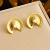 Fashion Gold Plated Retro Love Fanshaped Stainless Steel Pendant Earrings Necklace Suit With Snake Bone Chain And Love Water Drops Bells Pattern