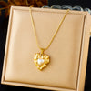 Fashion Gold Plated Retro Love Fanshaped Stainless Steel Pendant Earrings Necklace Suit With Snake Bone Chain And Love Water Drops Bells Pattern