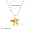 Fashion Gold Plated Stainless Steel Hollow Starfish Pendant Snake Chain Vacuum Plated Jewelry Necklace For Women