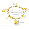 Fashion Gold Plated Stainless Steel Multi Element Flower Five Pointed Star Pendant Chain Bracelet For Women