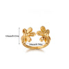 Fashion Gold Plated Titanium Steel And Stainless Steel Doublelayer Flower Open Ring Jewelry For Women
